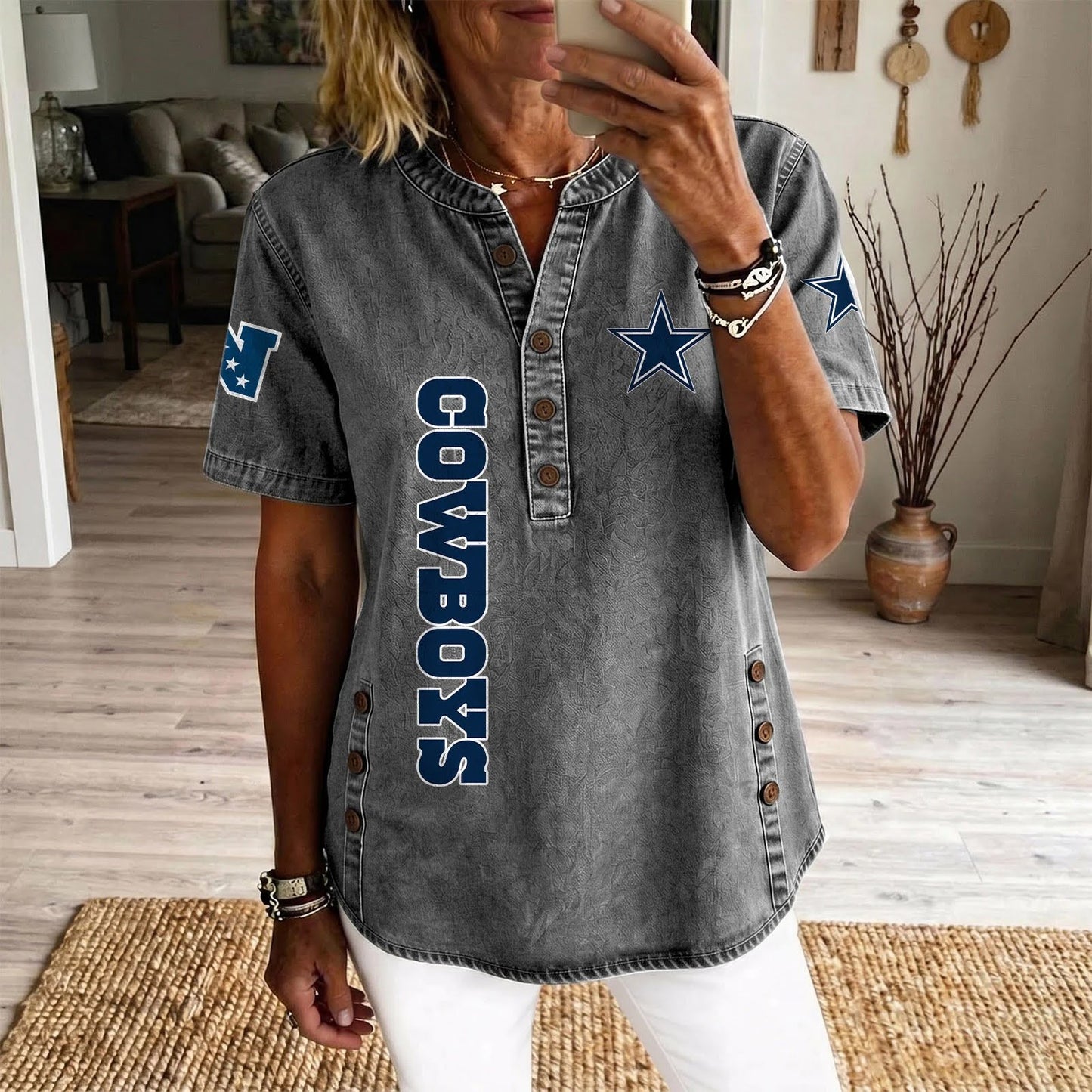 DAL x NFL Women‘s Denim Casual Tops DATND LBN 190526