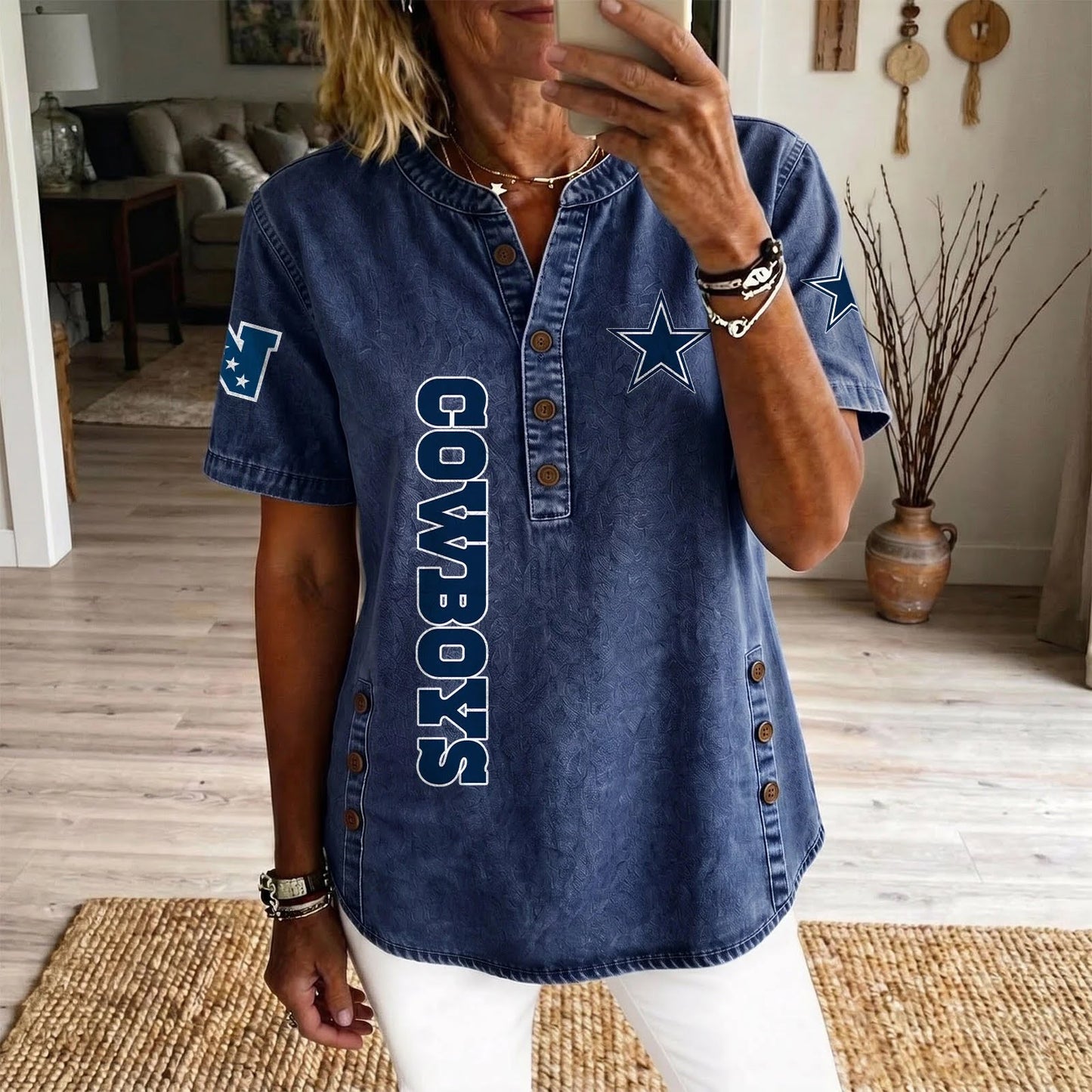 DAL x NFL Women‘s Denim Casual Tops DATND LBN 190526