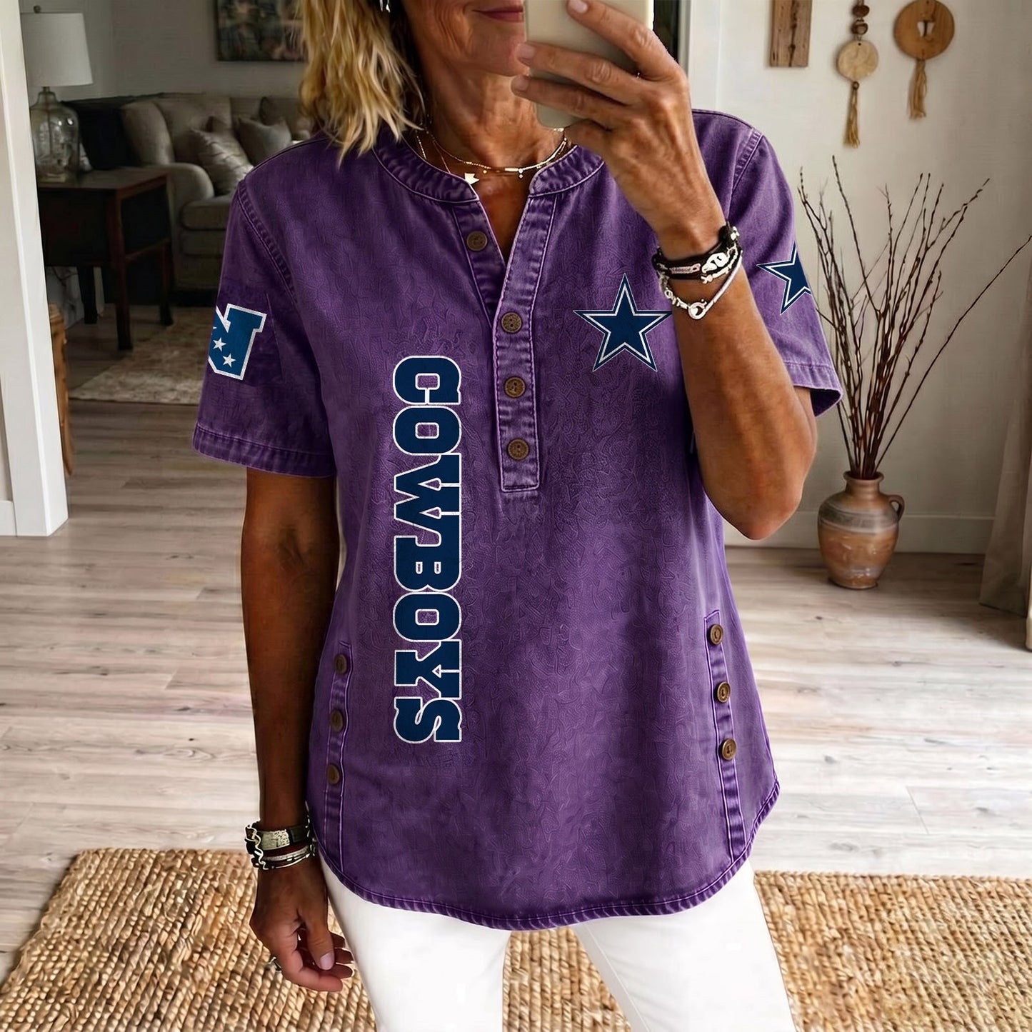 DAL x NFL Women‘s Denim Casual Tops DATND LBN 190526