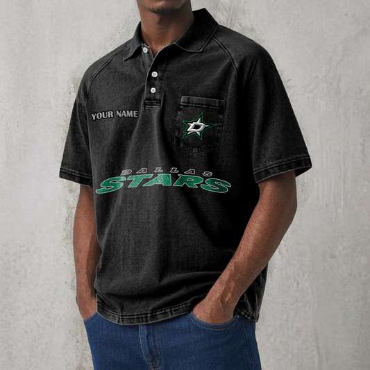 DAL x NHL Men's Distressed Turn-Down Collar Polo DATND TANTD 250526