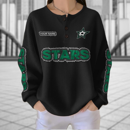 DAL x NHL Personalized Waffle Knit Henley Sweatshirt 2005 DatND DVT