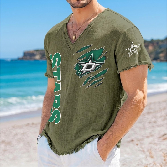 DAL x NHL V-Neck Linen Beach Shirt 1905 DatND DVT