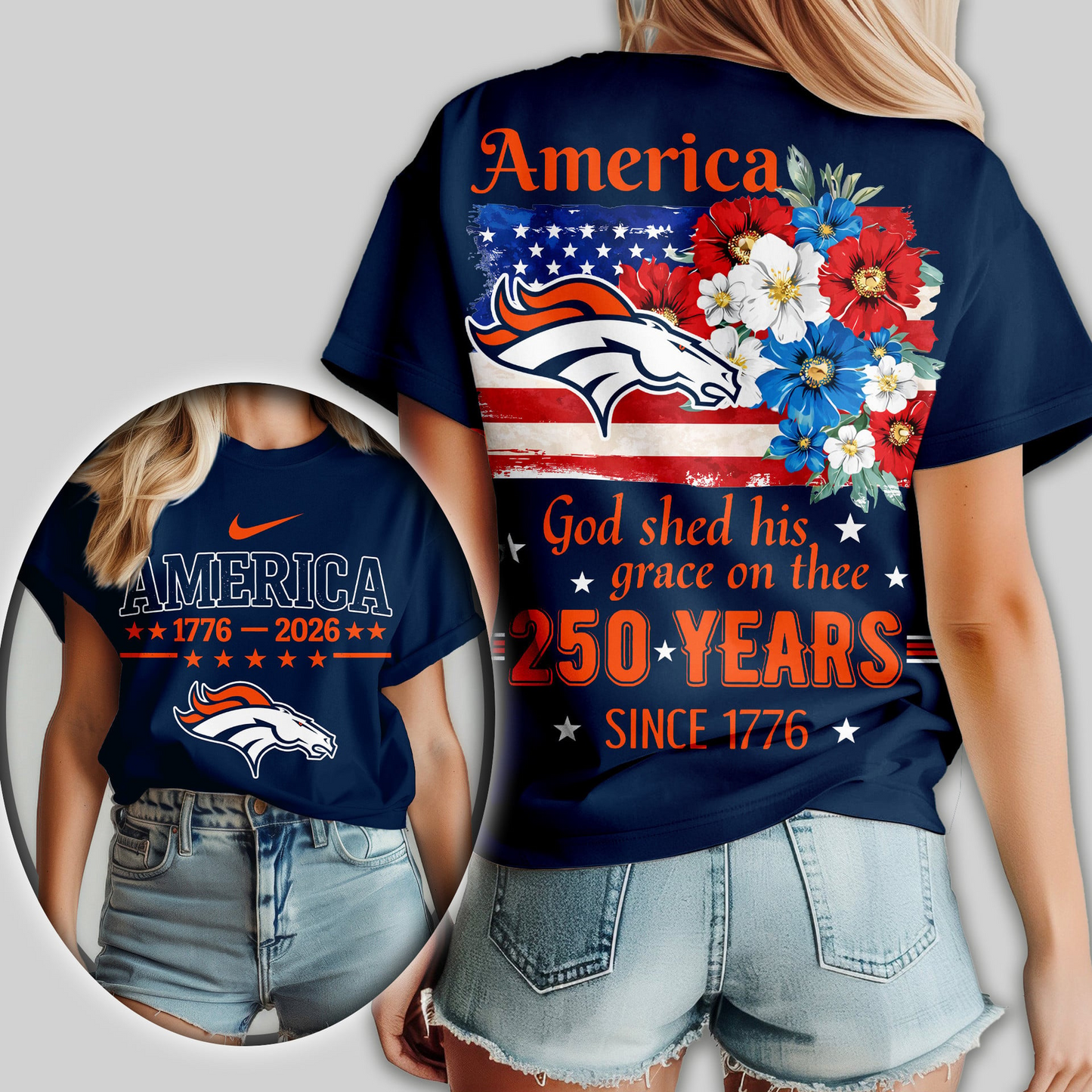 DB Premium NFL America God Shed His Grace On Thee Women Shirt DDT  NTL