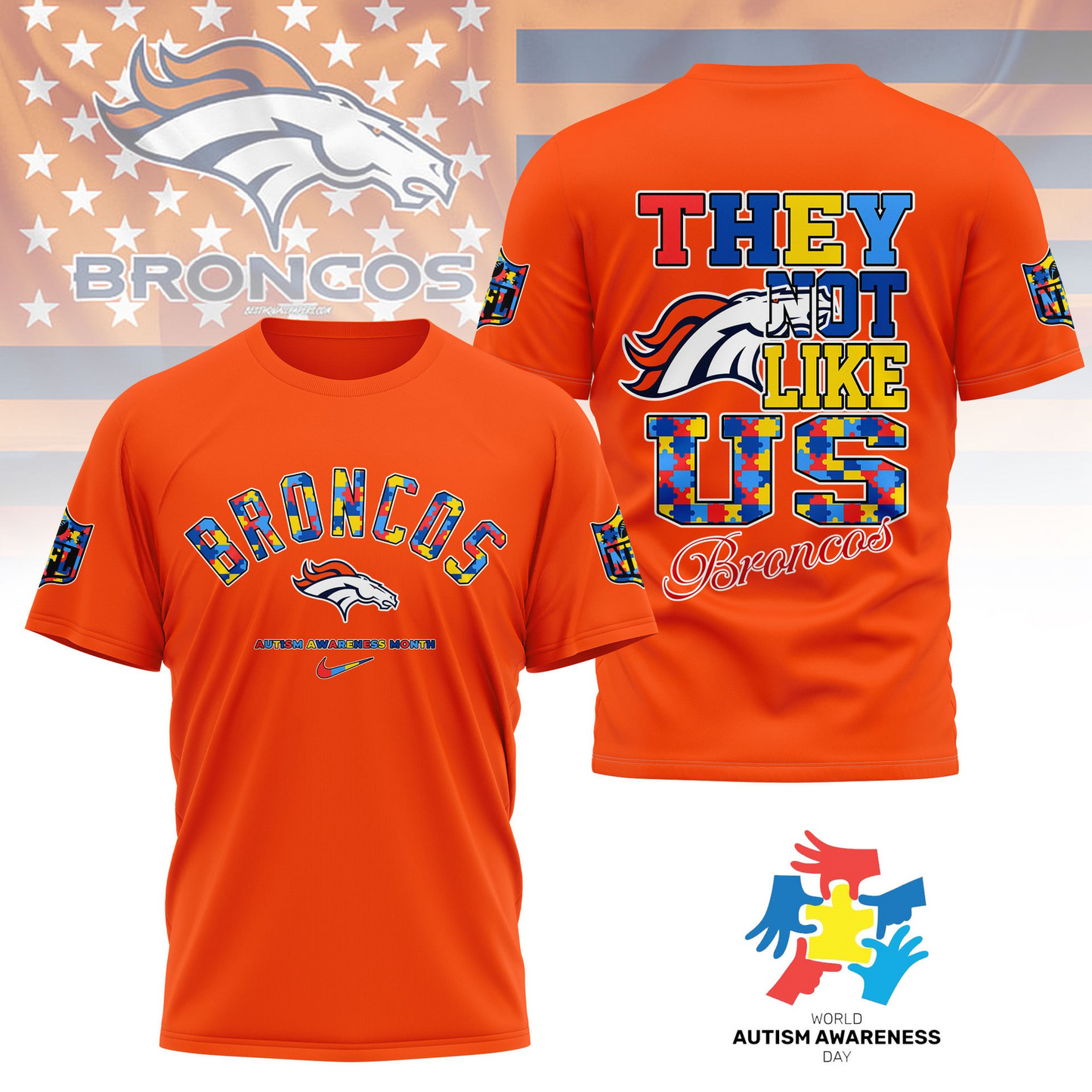 DB Premium NFL Autism Awareness Month 3D Shirt DDT  NTL
