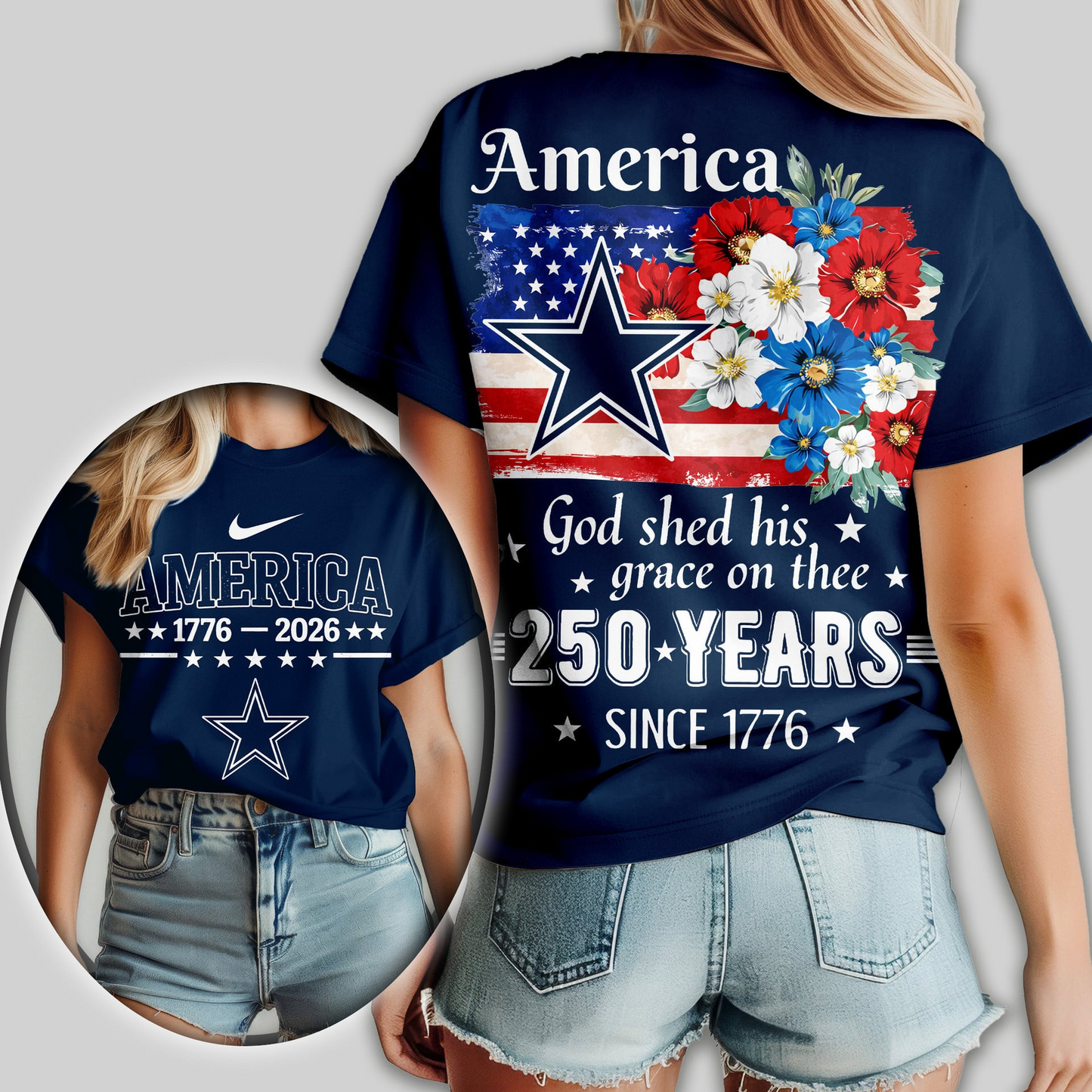 DC Premium NFL America God Shed His Grace On Thee Women Shirt DDT  NTL
