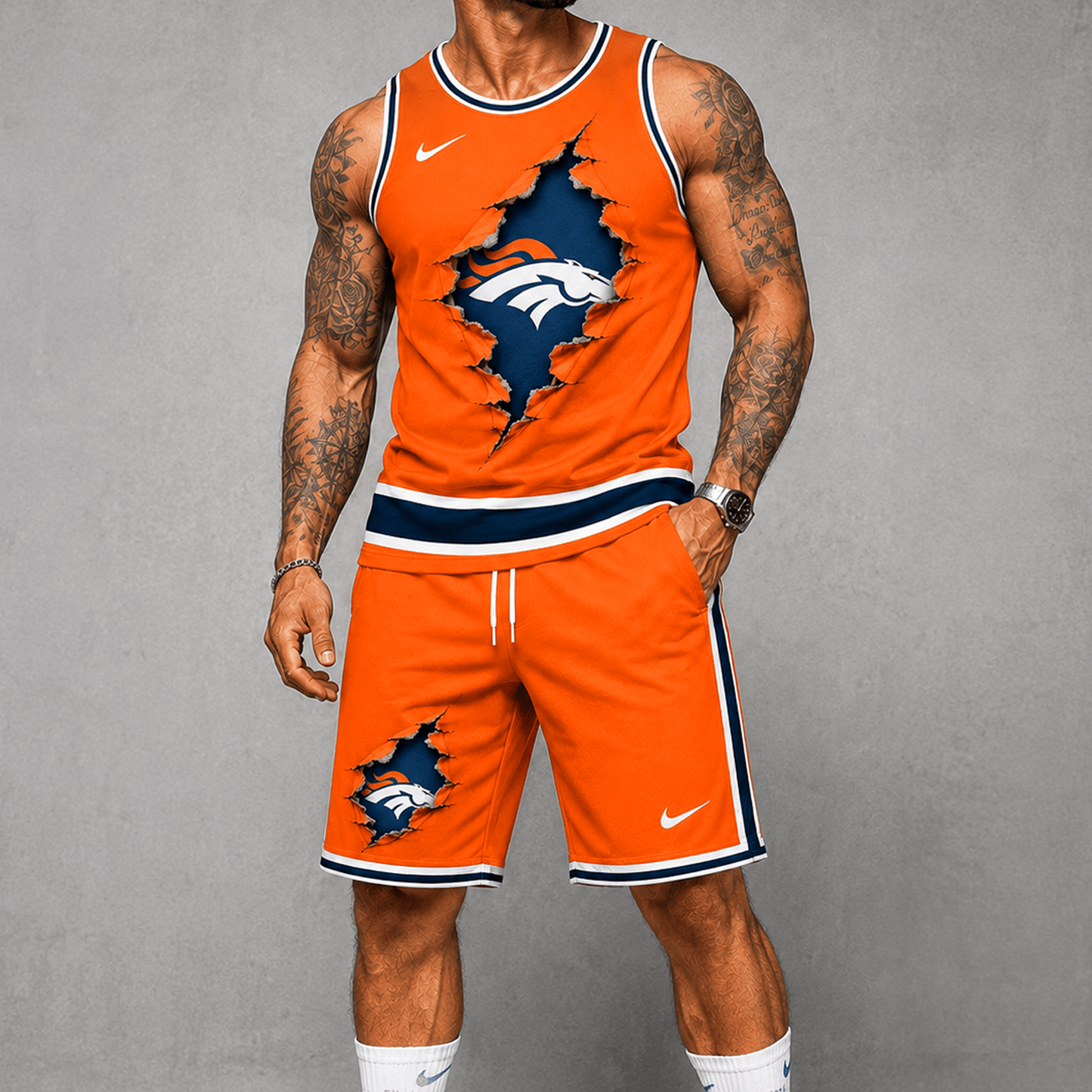 DEN Premium NFL Game Day Football Fan Tank Top and Shorts Set 1706