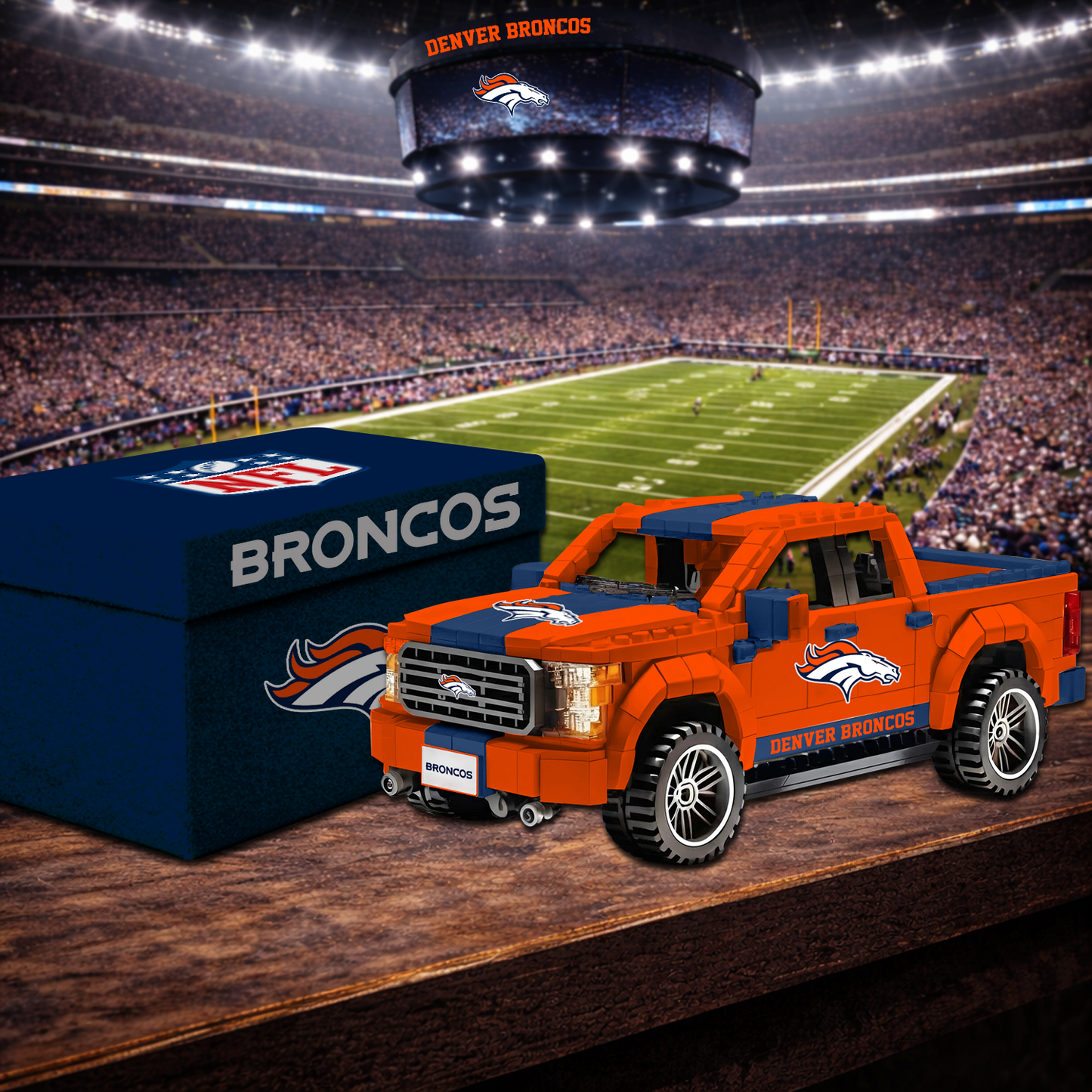DEN X NFL Football-themed pickup truck building blocks 0703 NAK NHT