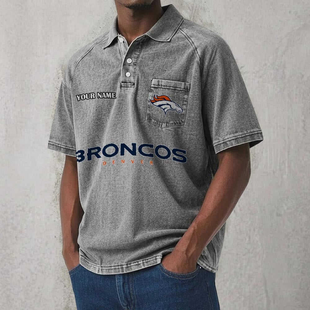 DEN x NFL Men's Distressed Turn-Down Collar Polo DATND TANTD 250526