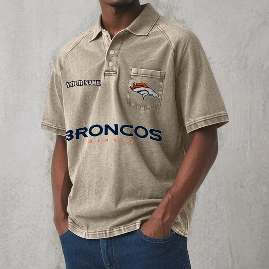DEN x NFL Men's Distressed Turn-Down Collar Polo DATND TANTD 250526