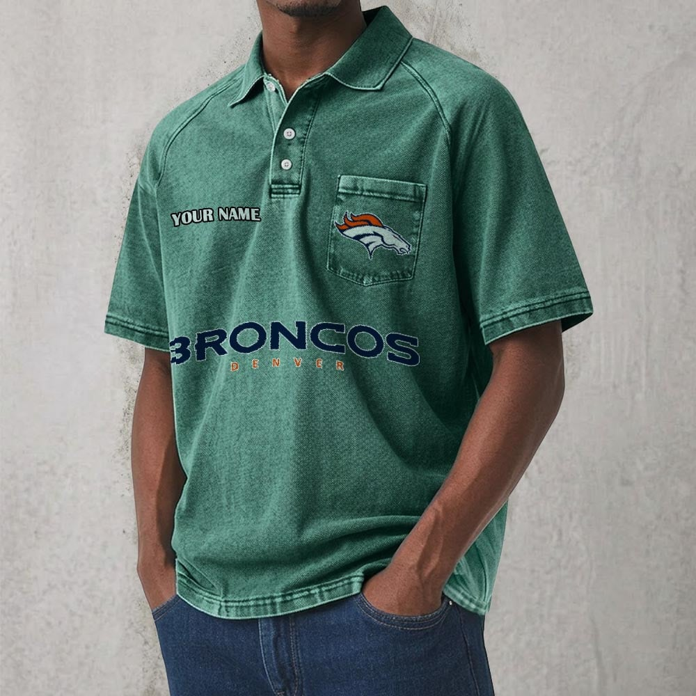 DEN x NFL Men's Distressed Turn-Down Collar Polo DATND TANTD 250526