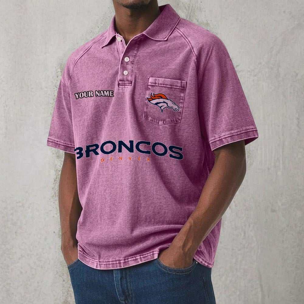 DEN x NFL Men's Distressed Turn-Down Collar Polo DATND TANTD 250526