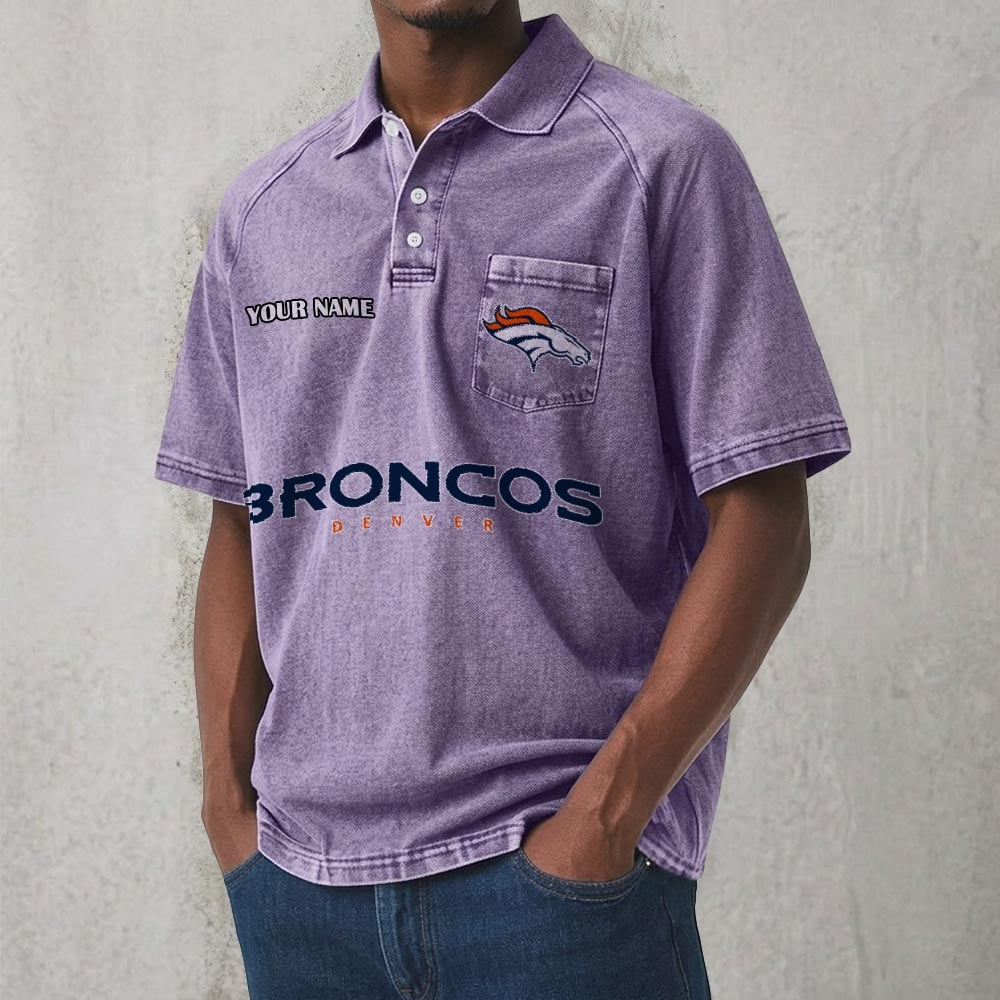 DEN x NFL Men's Distressed Turn-Down Collar Polo DATND TANTD 250526