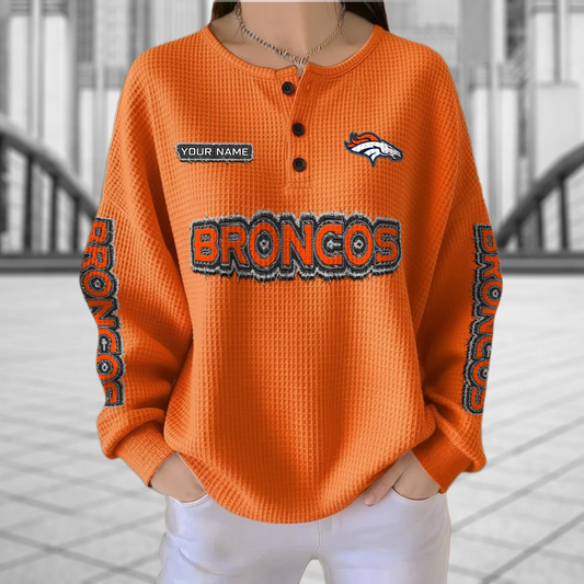 DEN x NFL Personalized Waffle Knit Henley Sweatshirt 2005 DatND DVT