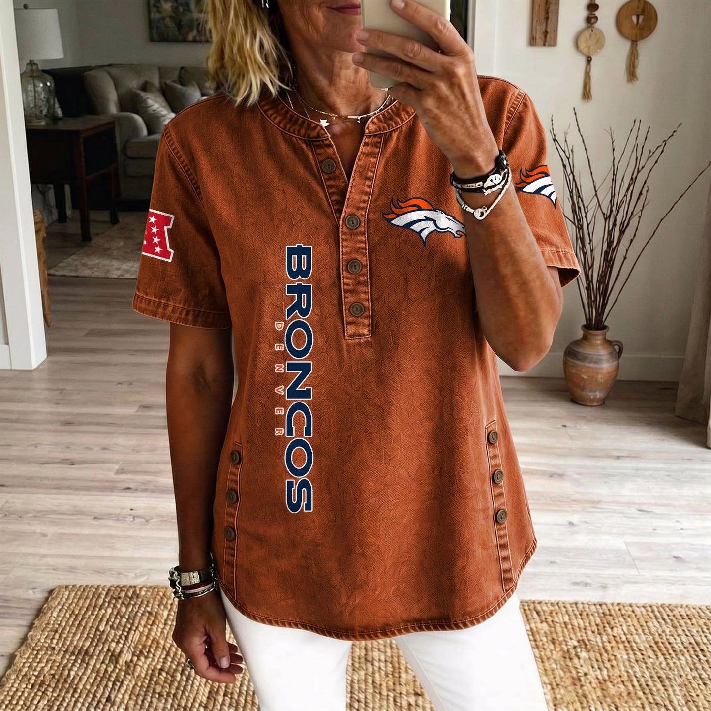 DEN x NFL Women‘s Denim Casual Tops DATND LBN 190526