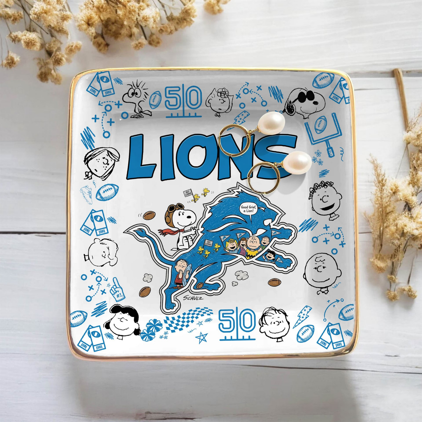 DET x NFL Premium NFL Snoopy Jewelry Dish 0406 DatND DVT
