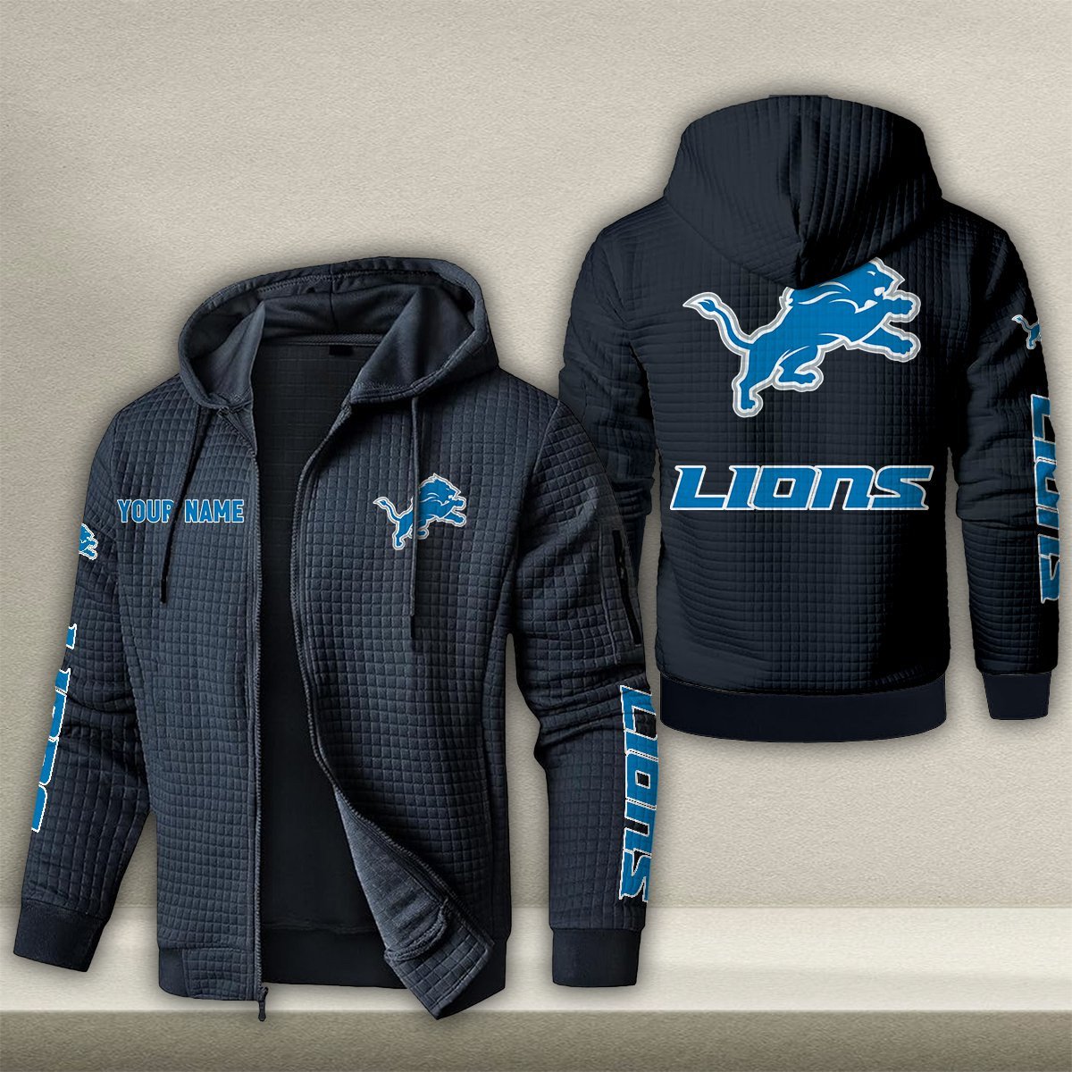 DET x NFL Quilted Zip Hoodie DatND DVT