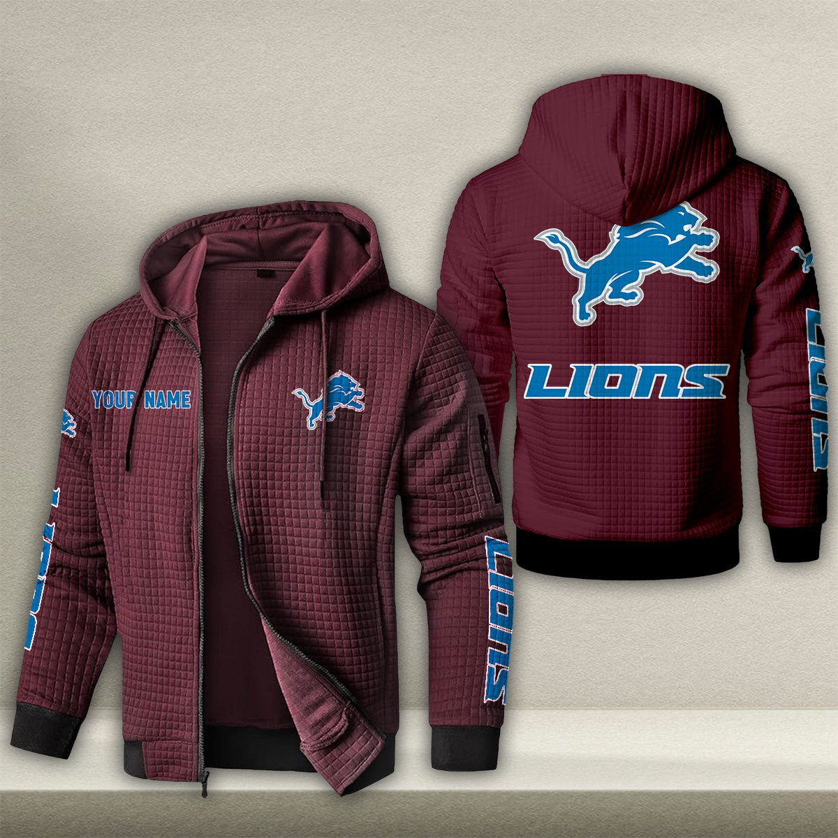 DET x NFL Quilted Zip Hoodie DatND DVT