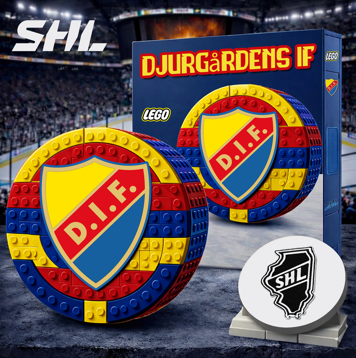 DJU  x SHL Hockey 3D Puck Building Block Set Limited Editions NDT VHM 130426