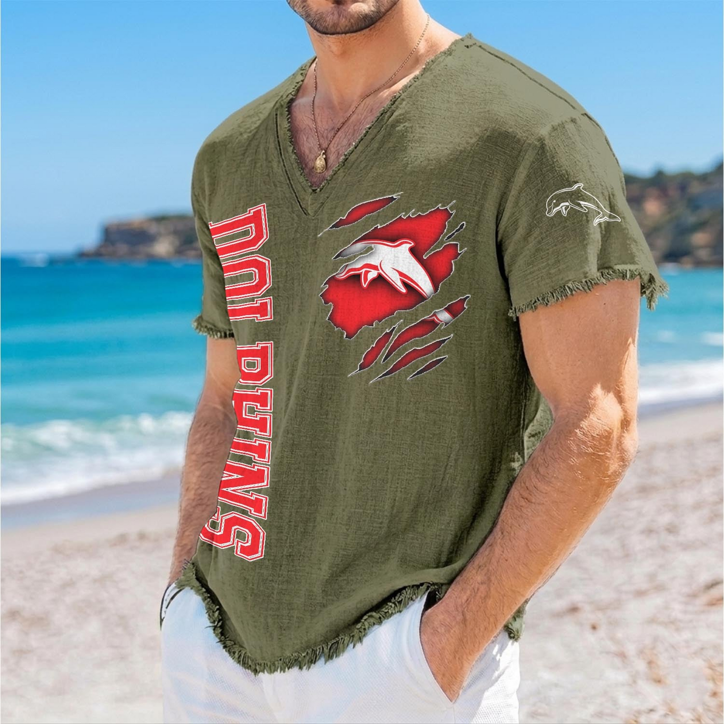 DOL x NRL V-Neck Linen Beach Shirt 1905 DatND DVT