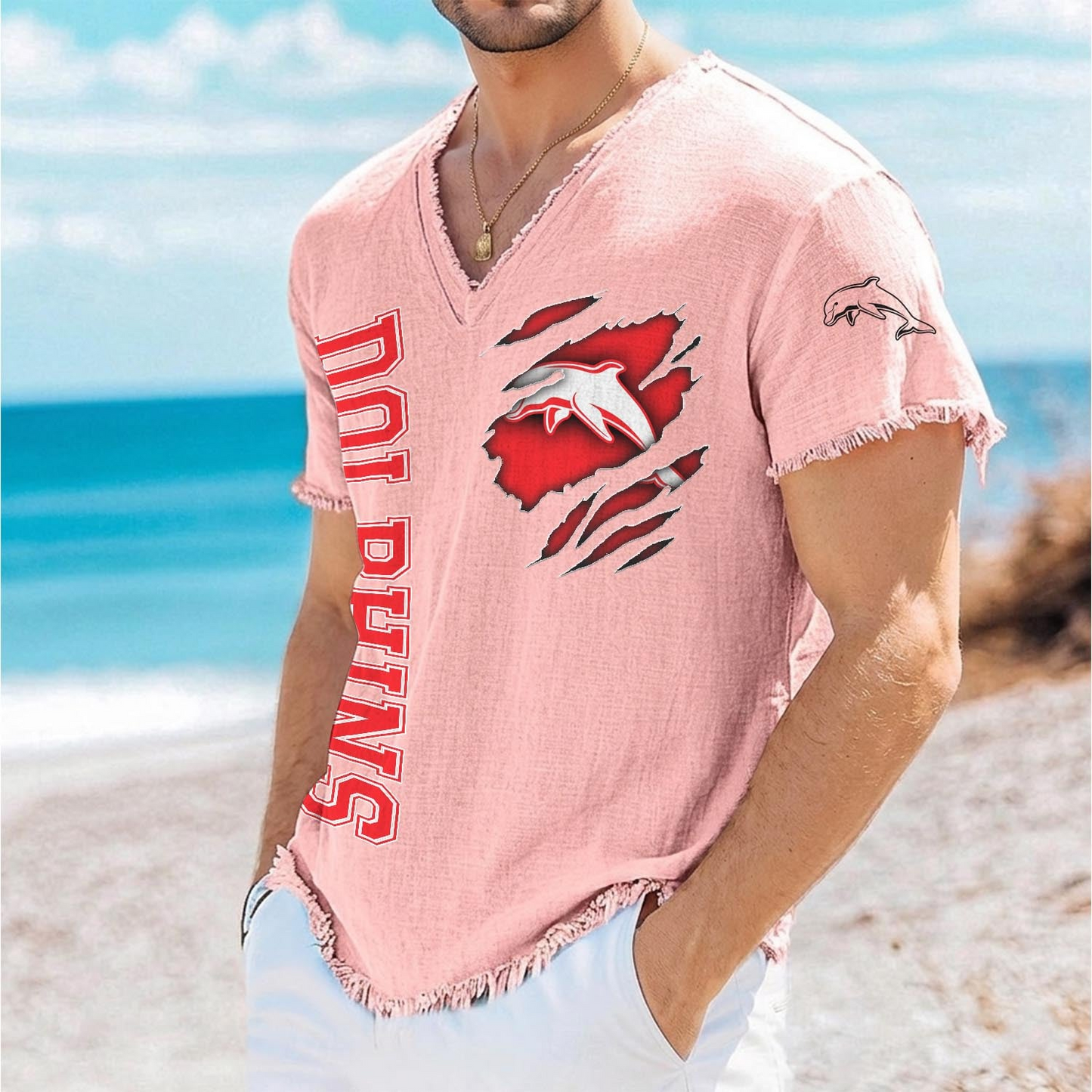 DOL x NRL V-Neck Linen Beach Shirt 1905 DatND DVT