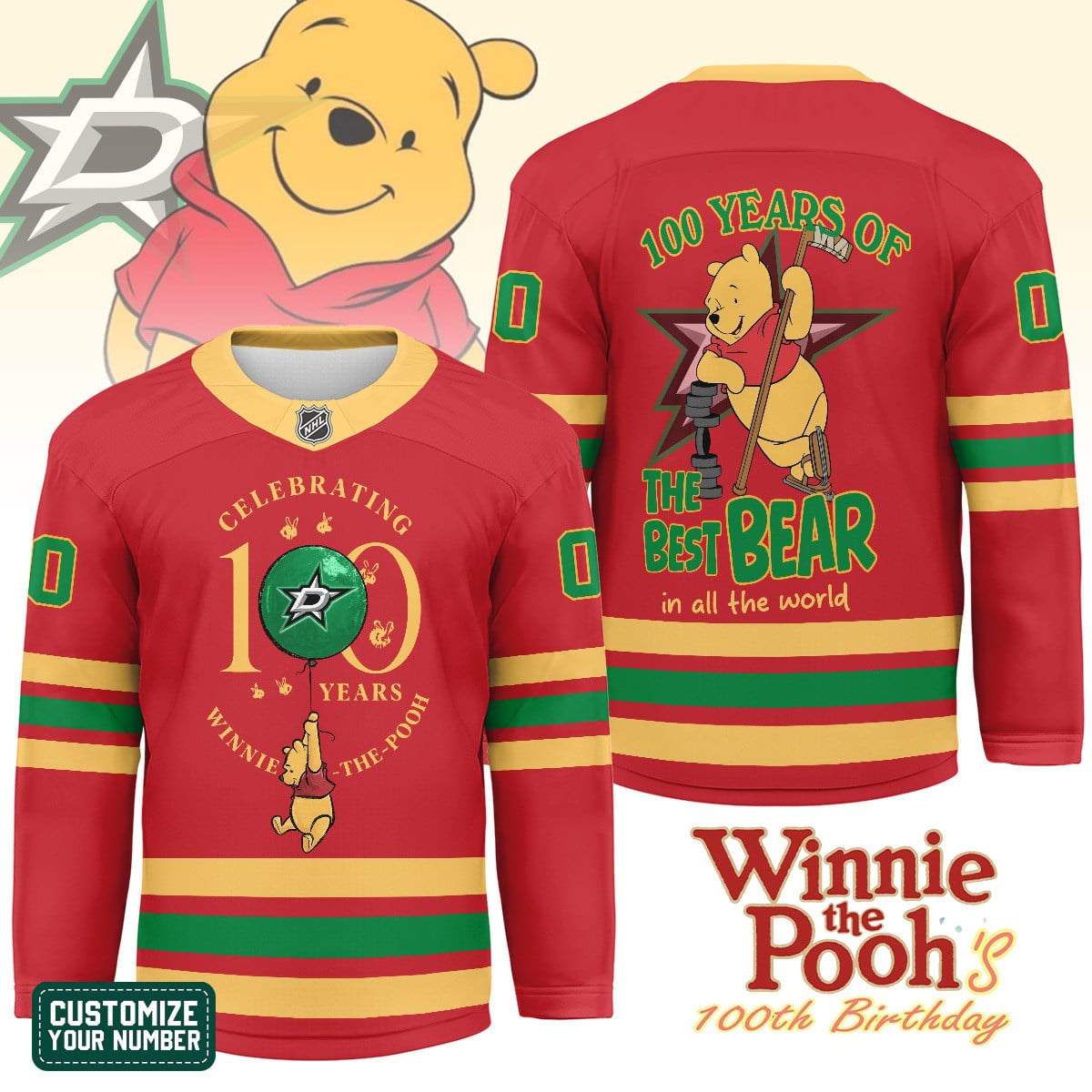 DS x NHL Premium Winnie The Pooh 100th Anniversary Hockey Jersey DDT CTND