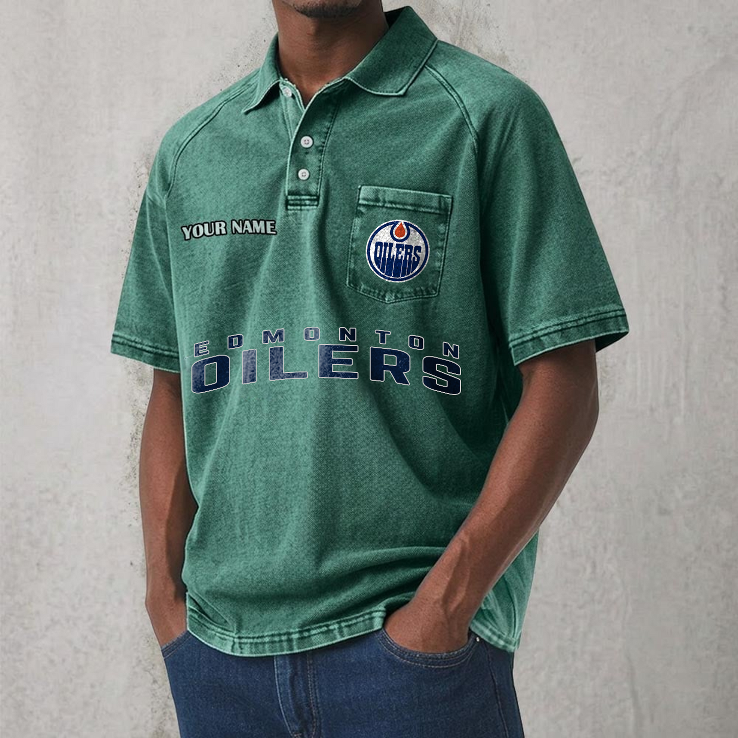 EDM x NHL Men's Distressed Turn-Down Collar Polo DATND TANTD 250526