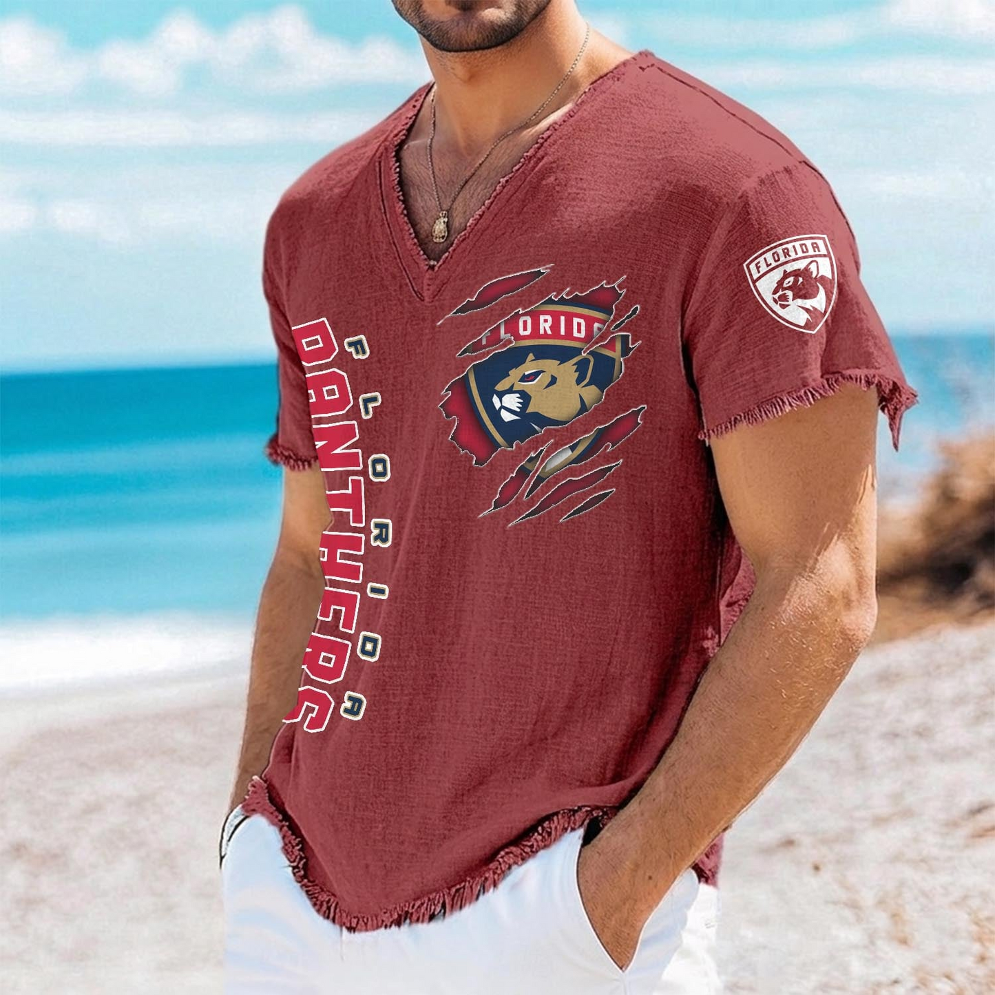 FLA x NHL V-Neck Linen Beach Shirt 1905 DatND DVT