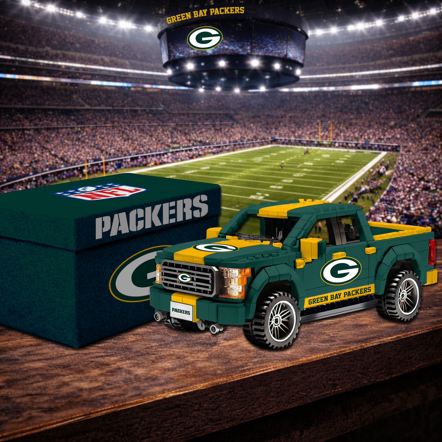 GB X NFL Football-themed pickup truck building blocks 0703 NAK NHT