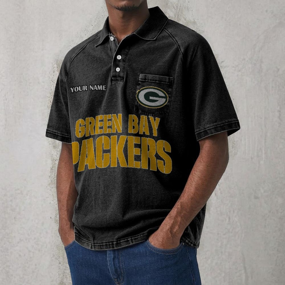GB x NFL Men's Distressed Turn-Down Collar Polo DATND TANTD 250526