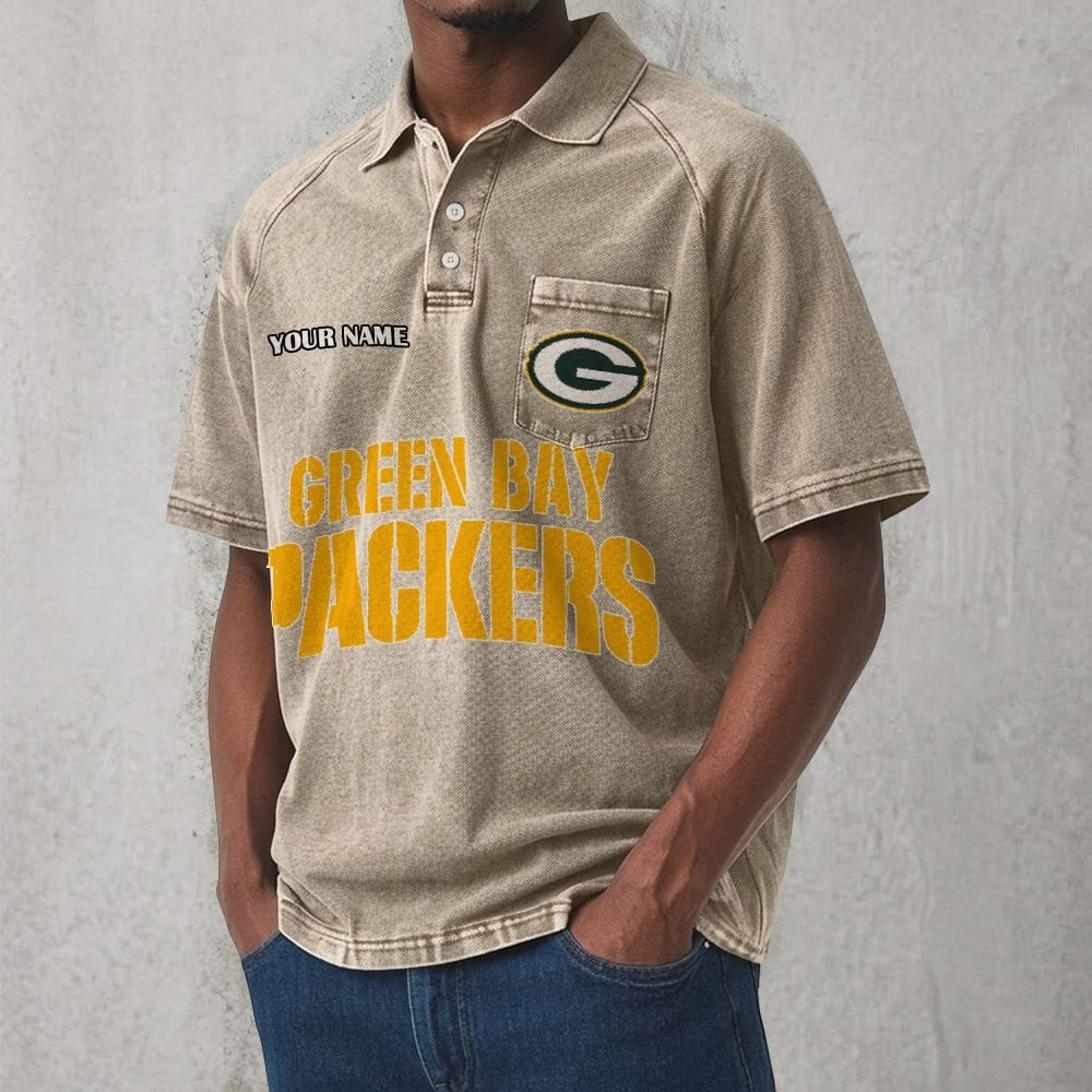 GB x NFL Men's Distressed Turn-Down Collar Polo DATND TANTD 250526