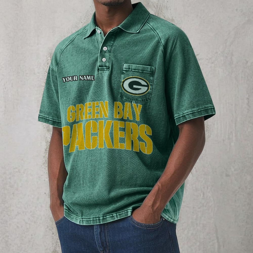 GB x NFL Men's Distressed Turn-Down Collar Polo DATND TANTD 250526