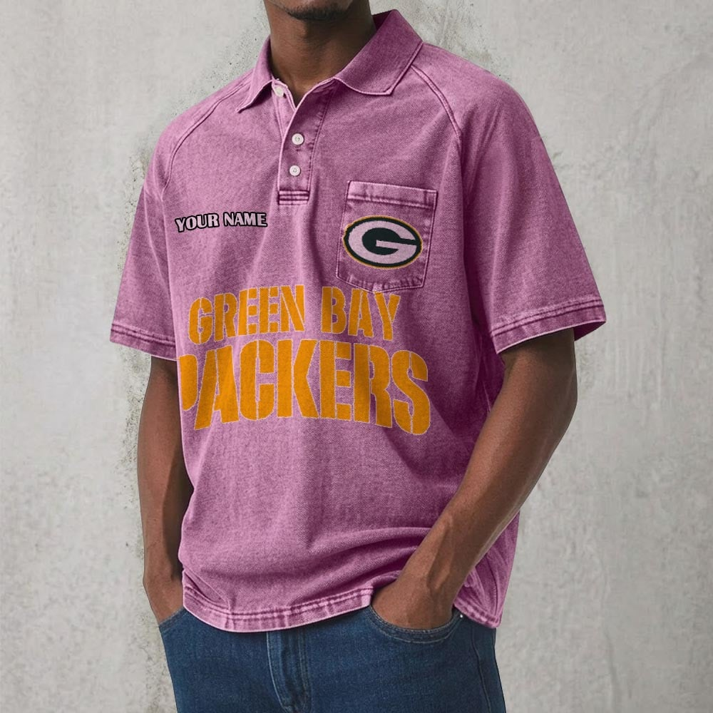 GB x NFL Men's Distressed Turn-Down Collar Polo DATND TANTD 250526