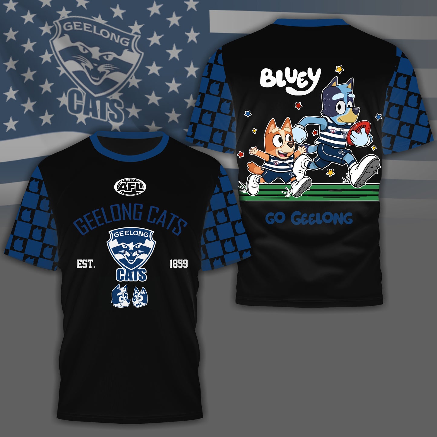 GC x AFL Premium Bluey 3D Shirt DDT TTTZ