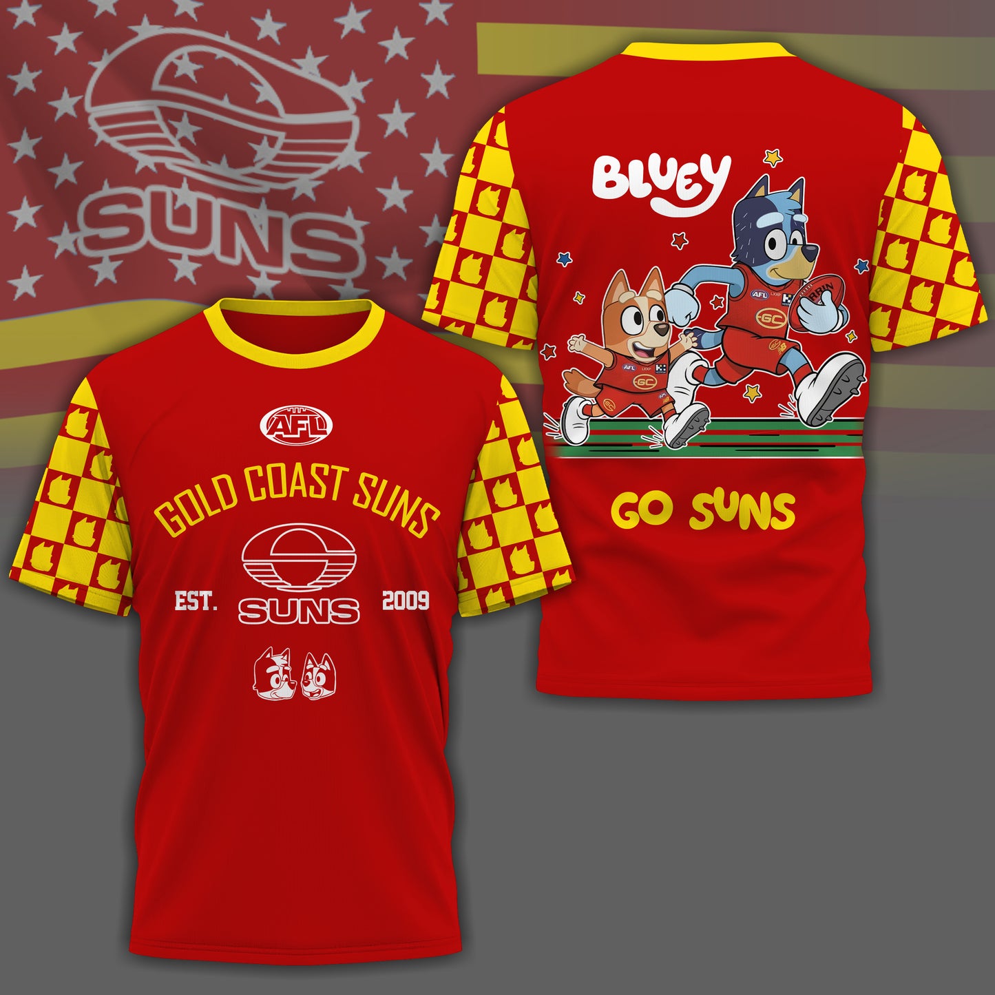 GCS x AFL Premium Bluey 3D Shirt DDT TTTZ