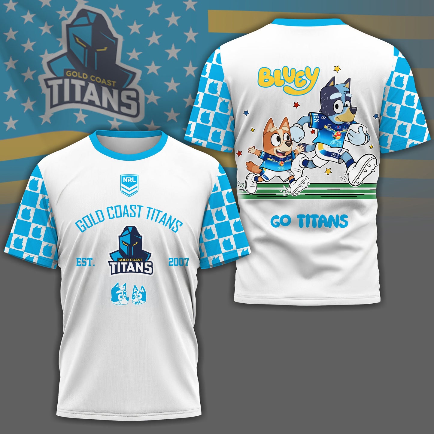 GCT x NRL Premium Bluey 3D Shirt DDT TTTZ