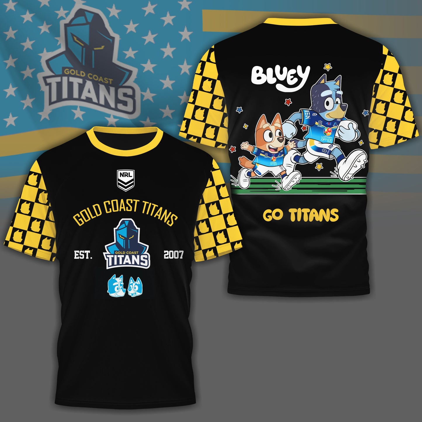 GCT x NRL Premium Bluey 3D Shirt DDT TTTZ
