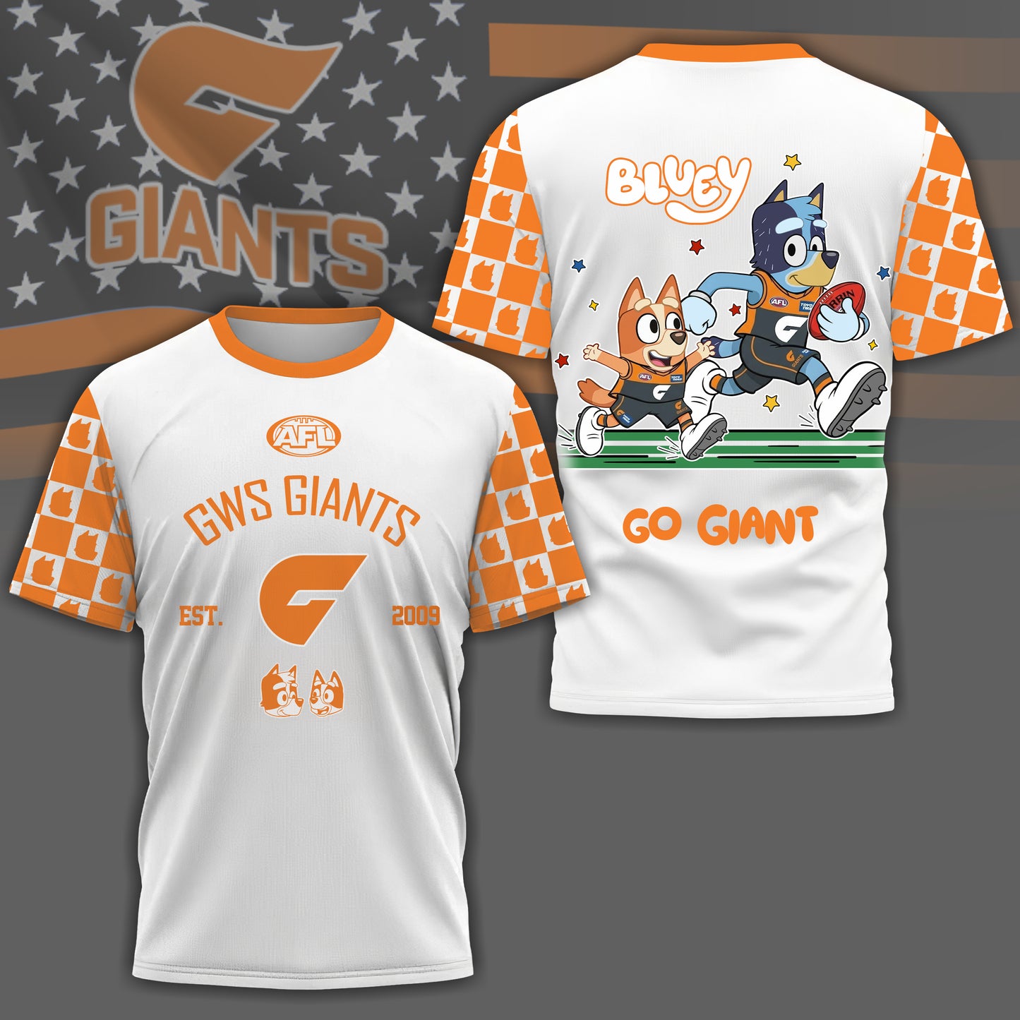 GG x AFL Premium Bluey 3D Shirt DDT TTTZ