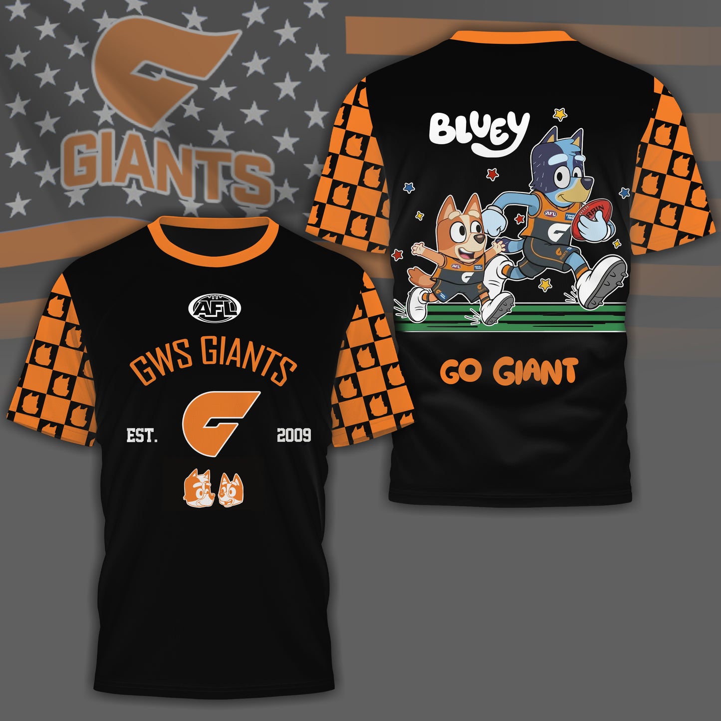 GG x AFL Premium Bluey 3D Shirt DDT TTTZ
