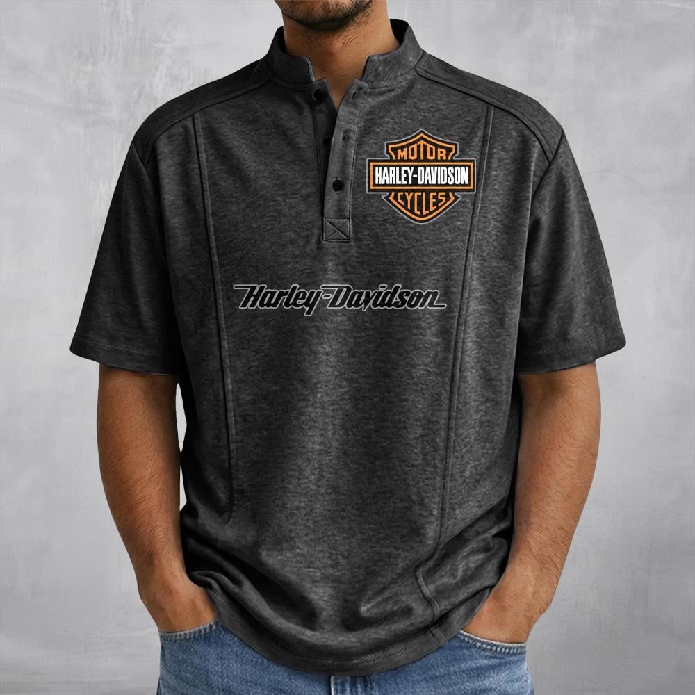 HD Cotton Denim Zippered Polo Shirt 2105 DatND DVT Black