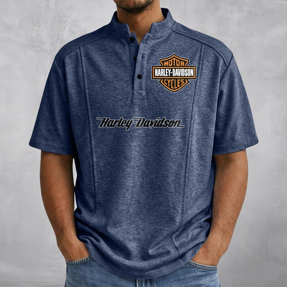 HD Cotton Denim Zippered Polo Shirt 2105 DatND DVT Black