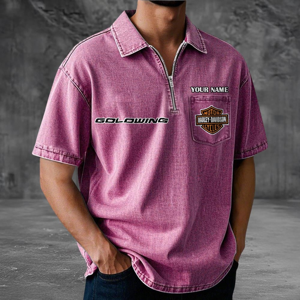 HD Motor Cotton Denim Zippered Polo Shirt 2105 DatND DVT