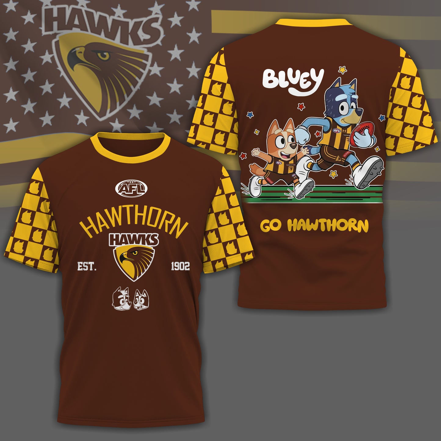 HH x AFL Premium Bluey 3D Shirt DDT TTTZ
