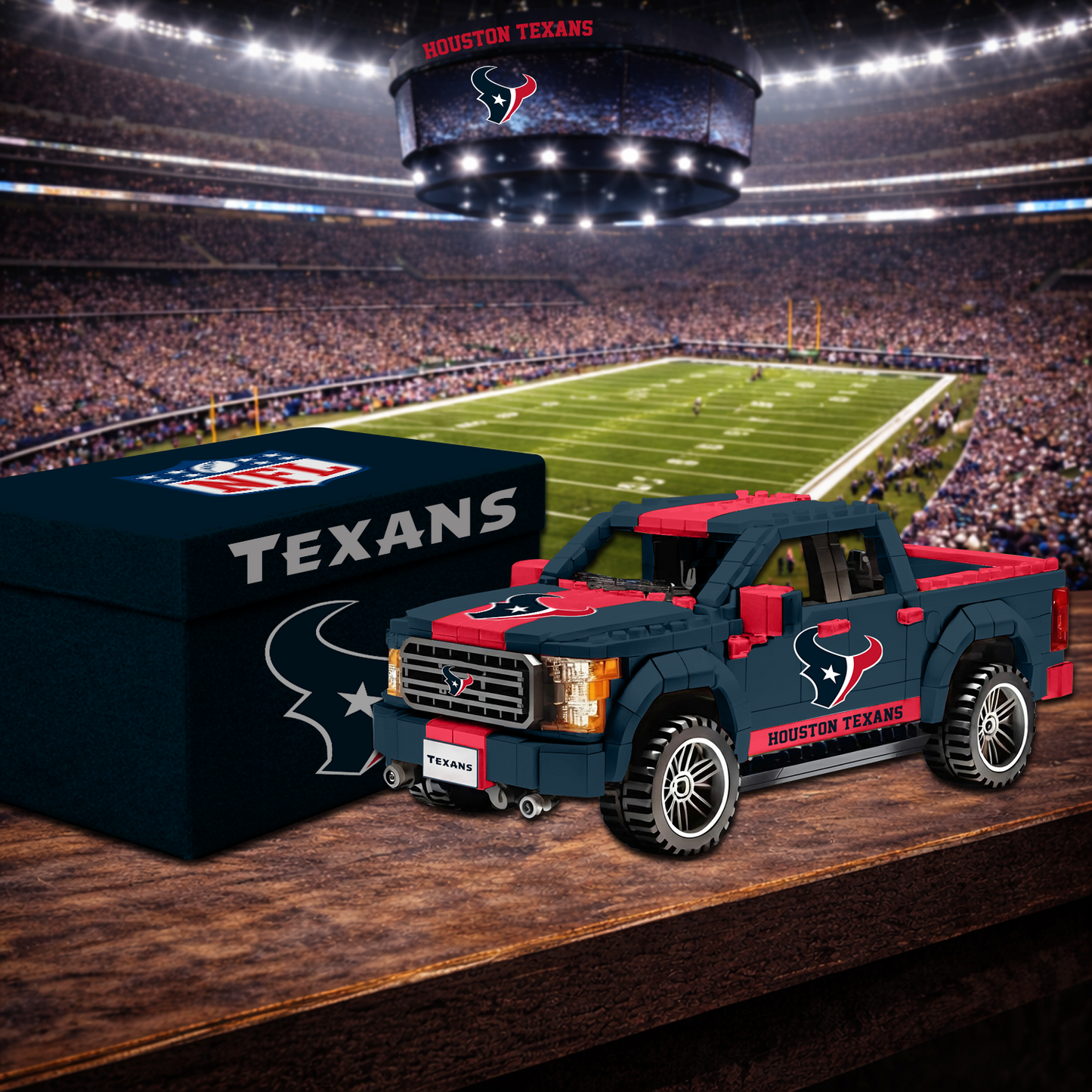 HOU X NFL Football-themed pickup truck building blocks 0703 NAK NHT