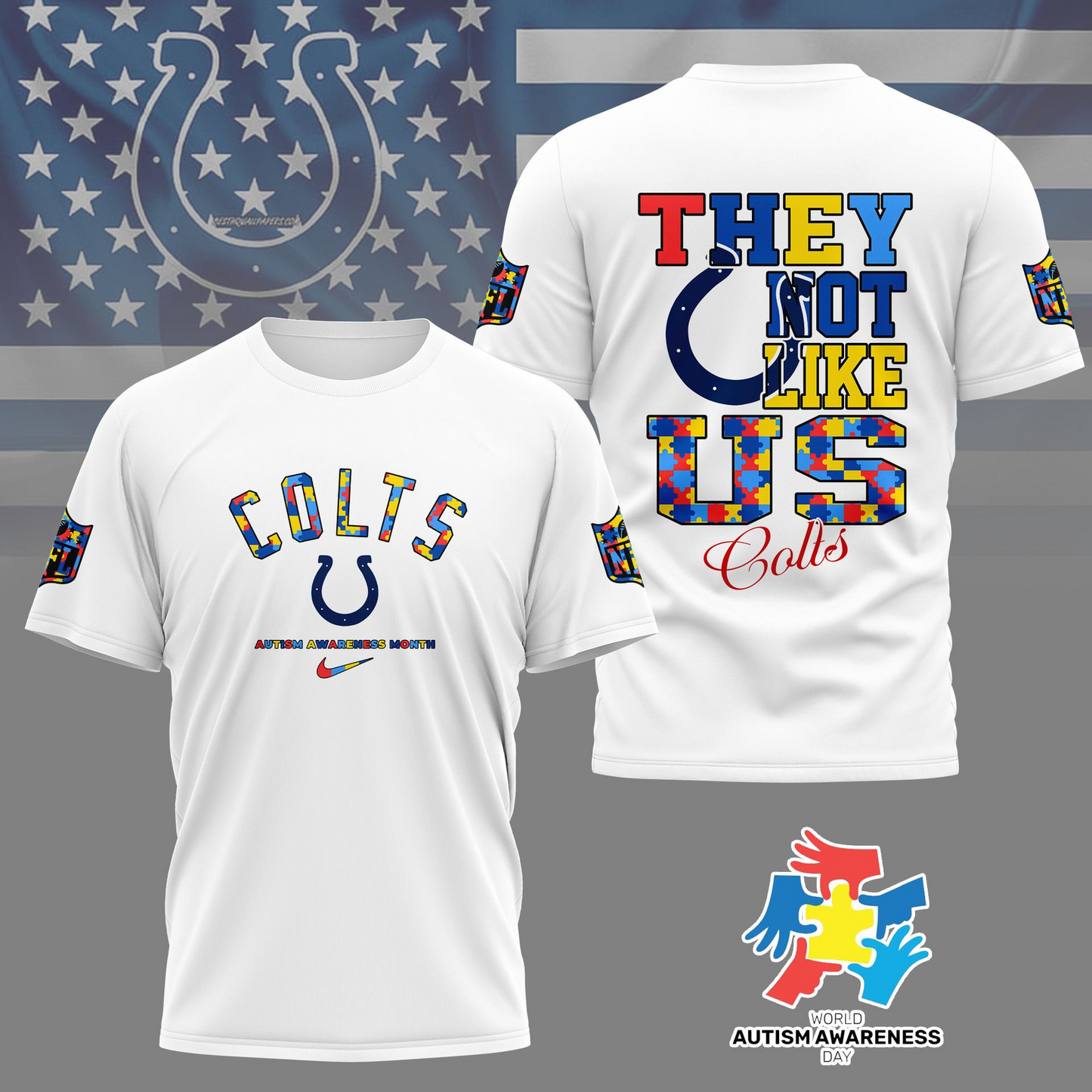 IC Premium NFL Autism Awareness Month 3D Shirt DDT  NTL