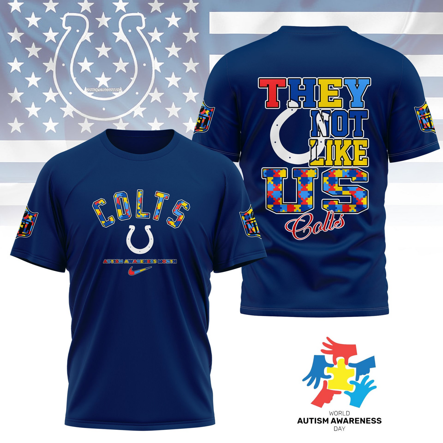 IC Premium NFL Autism Awareness Month 3D Shirt DDT  NTL