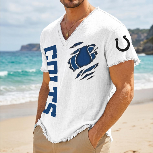 IND x NFL V-Neck Linen Beach Shirt 1905 DatND DVT