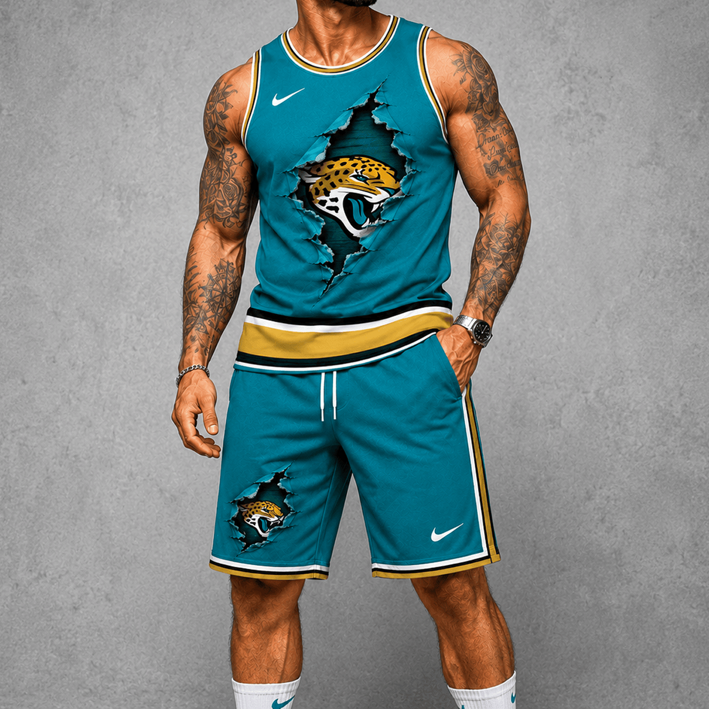 JAC Premium NFL Game Day Football Fan Tank Top and Shorts Set 1706