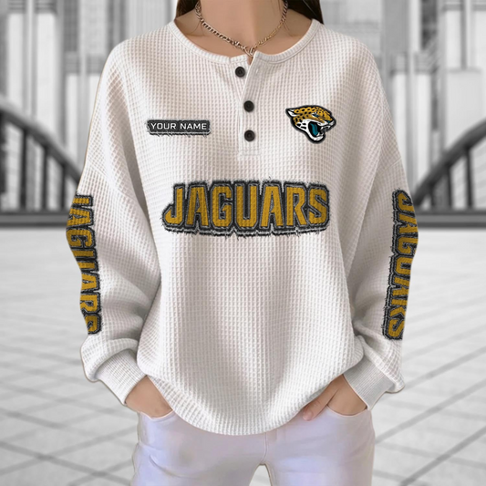 JAC x NFL Personalized Waffle Knit Henley Sweatshirt 2005 DatND DVT
