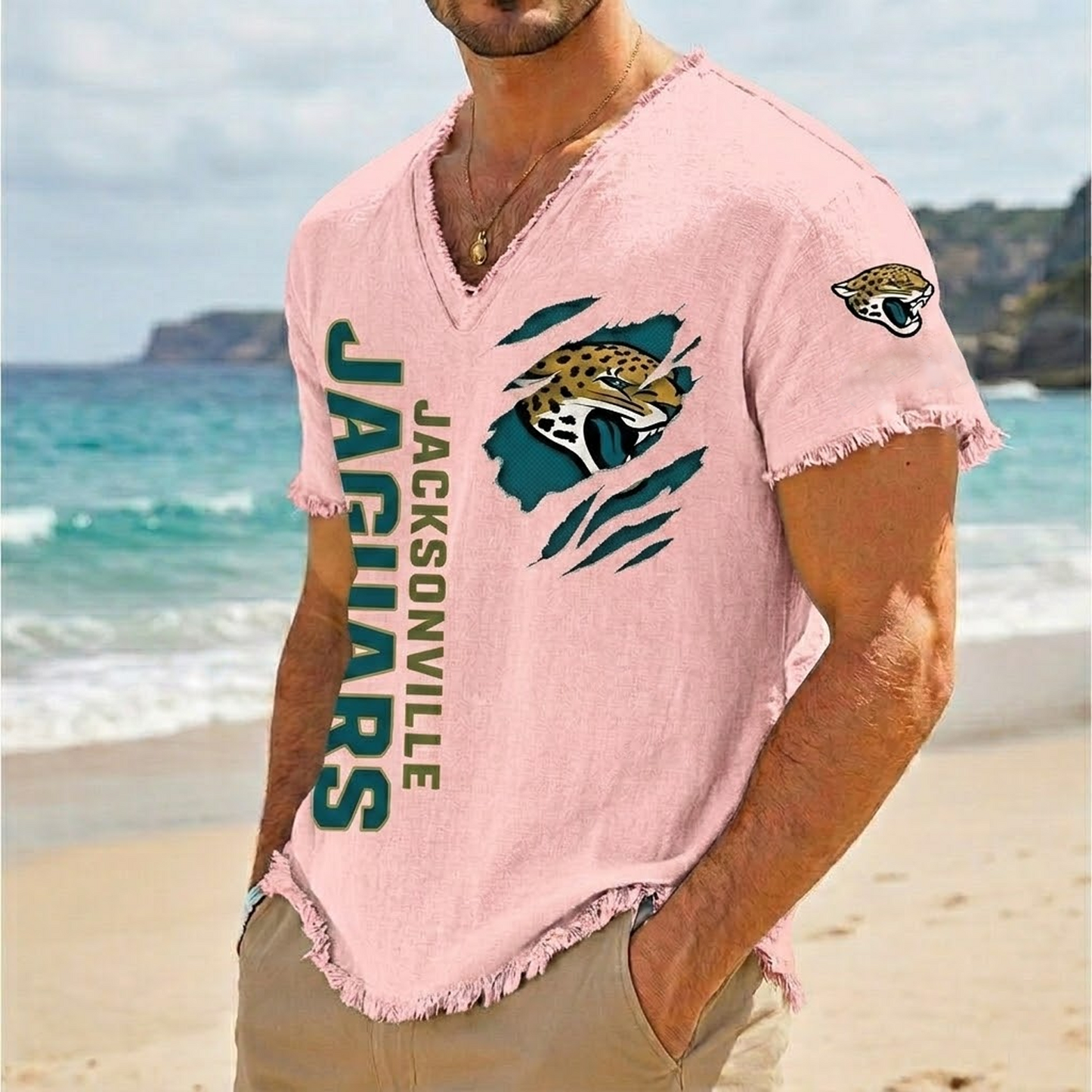 JAC x NFL V-Neck Linen Beach Shirt 1905 DatND DVT
