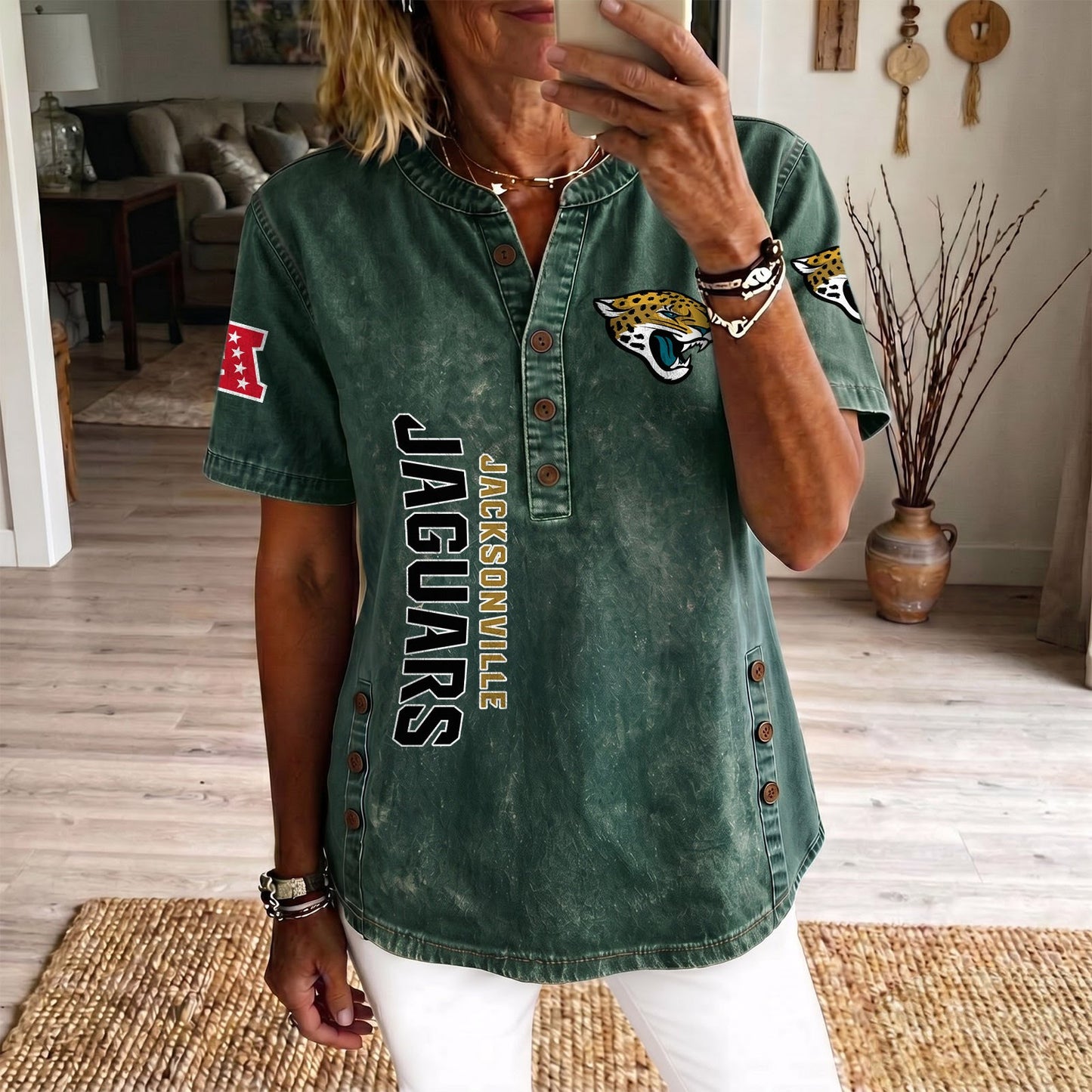 JAC x NFL Women‘s Denim Casual Tops DATND LBN 190526